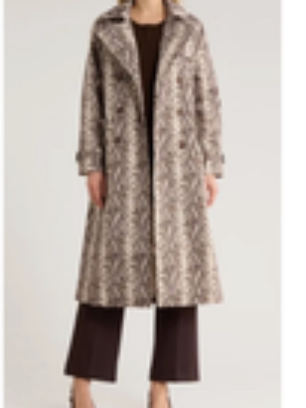 $298 M Women's NWT Rebecca Minkoff Snake Print Belted Trench Coat Brown Beige - Picture 3 of 9